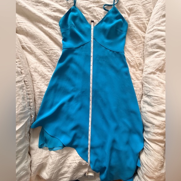 Spaghetti Strap Blue Asymmetrical Cocktail Dress - Picture 6 of 6